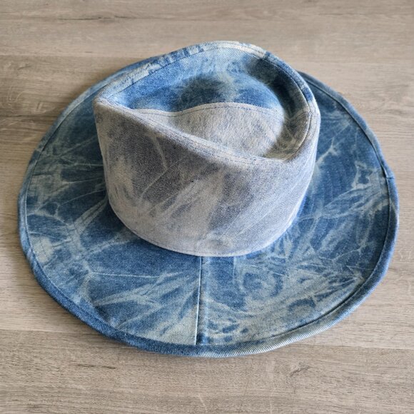 Free People Kayce Indigo Cowboy Hat One Size Fits Most Cotton Lined Wyeth Walker main image 6